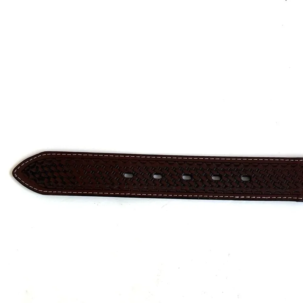 Western Cowgirl Brown Leather 1.5” Belt W/Silver Buckle Fur Rhinestones Size S